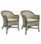 Sanur Rattan Armchair - Smoke Gray/ White Wash & Oatmeal