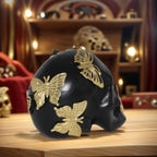 Skull with Metal Butterflies