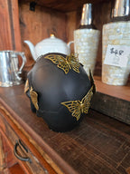 Skull with Metal Butterflies