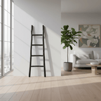 Slim Rustic Wooden Ladder – Black