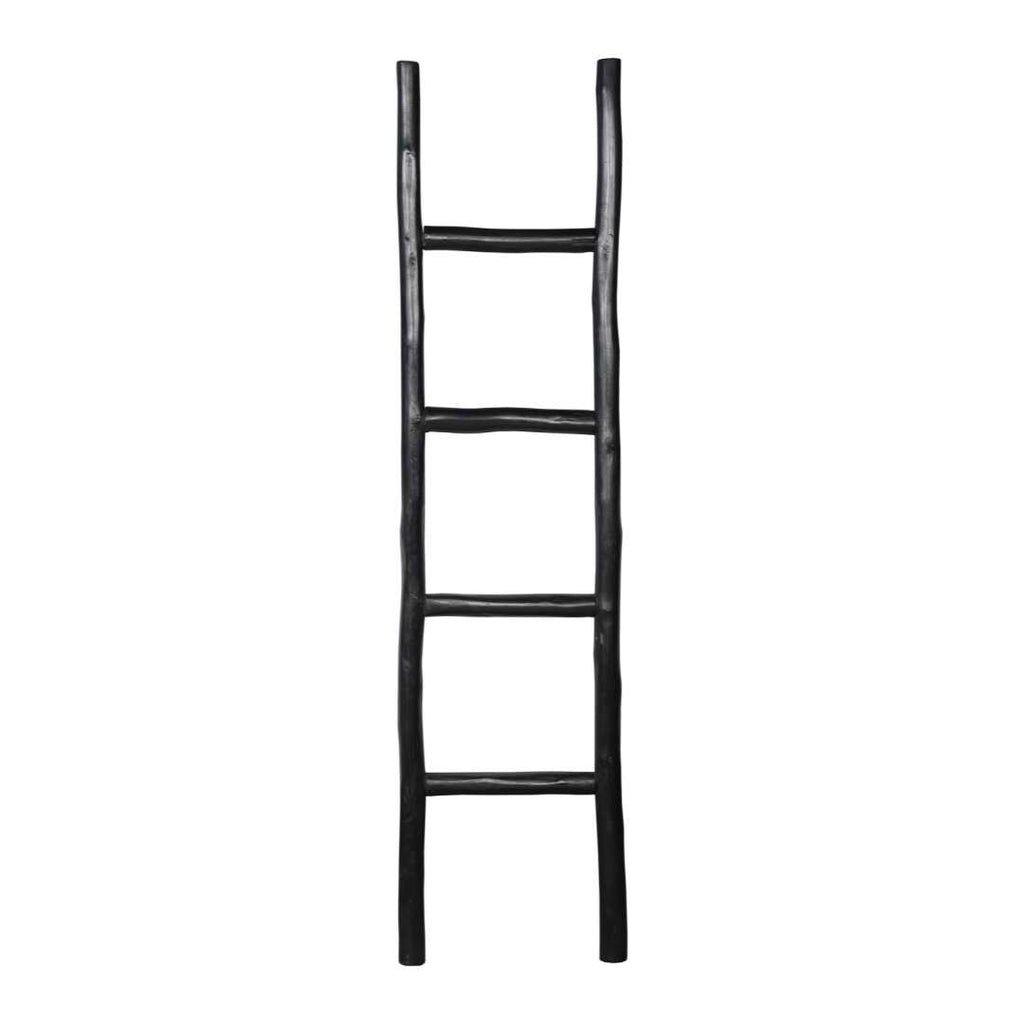 Slim Rustic Wooden Ladder – Black