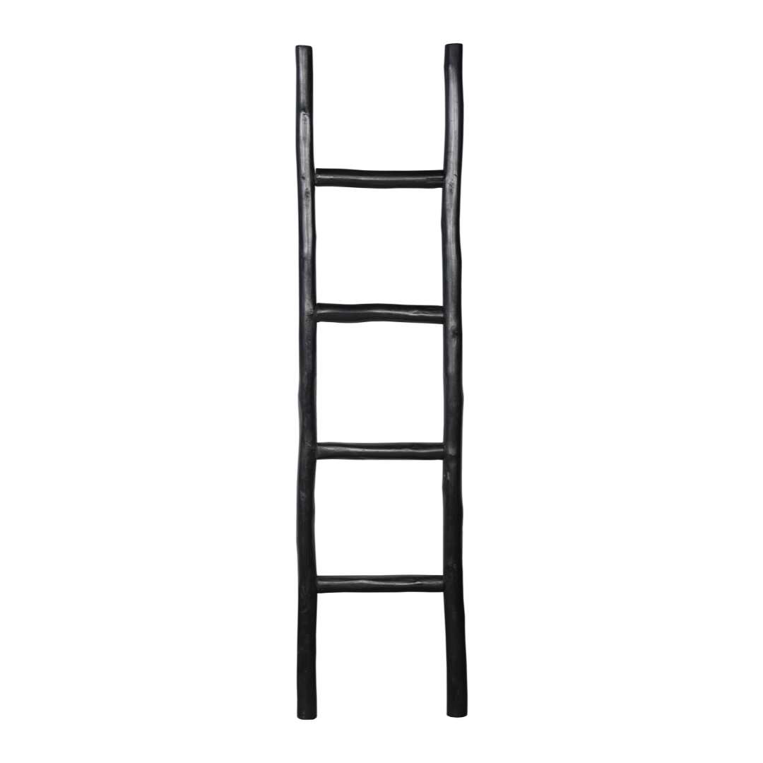 Slim Rustic Wooden Ladder – Black