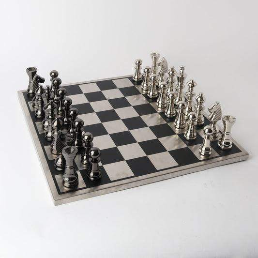 The Grandmaster Extra-Large Nickel Chess Set at Online8 Furniture Auckland NZ