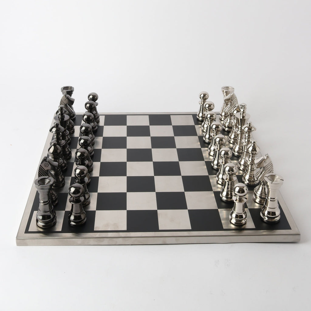 The Grandmaster Extra-Large Nickel Chess Set at Online8 Furniture Auckland NZ