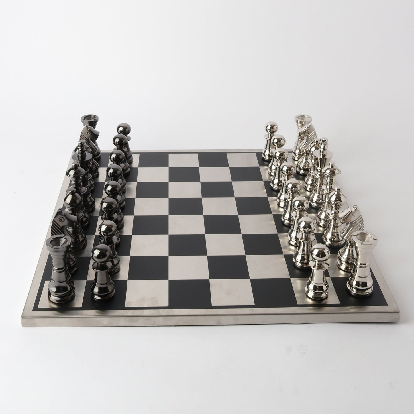 The Grandmaster Extra-Large Nickel Chess Set at Online8 Furniture Auckland NZ