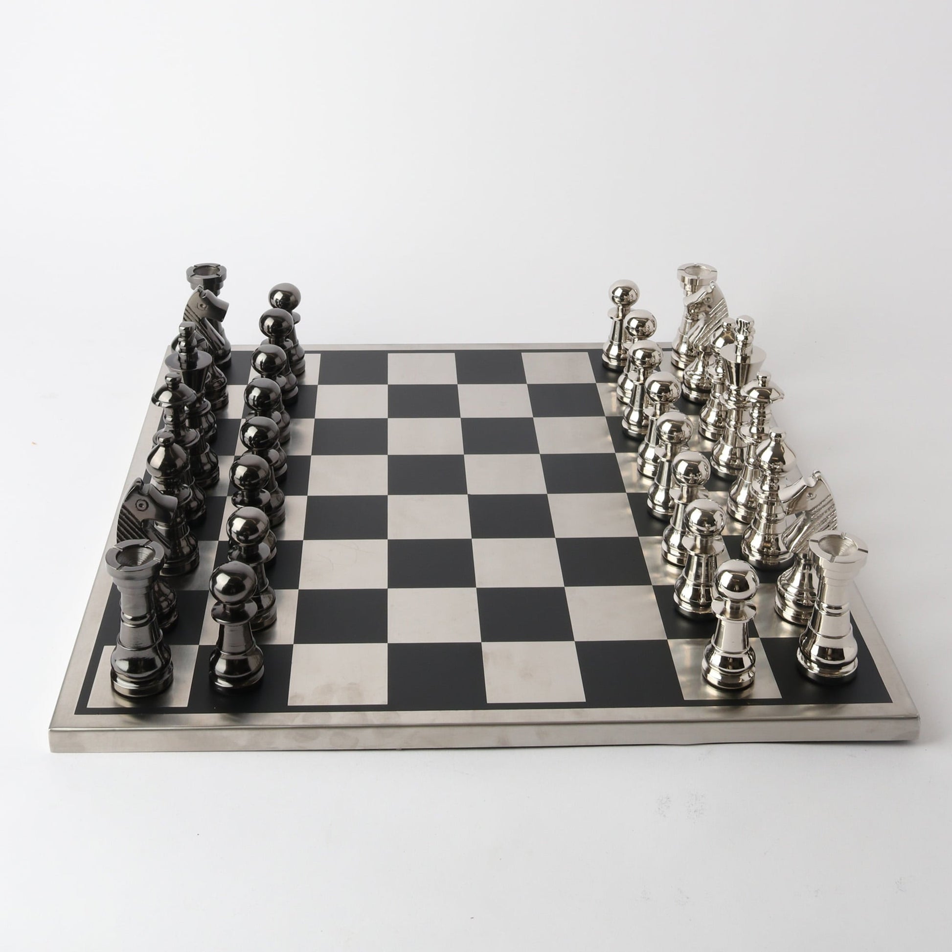 The Grandmaster Extra-Large Nickel Chess Set at Online8 Furniture Auckland NZ