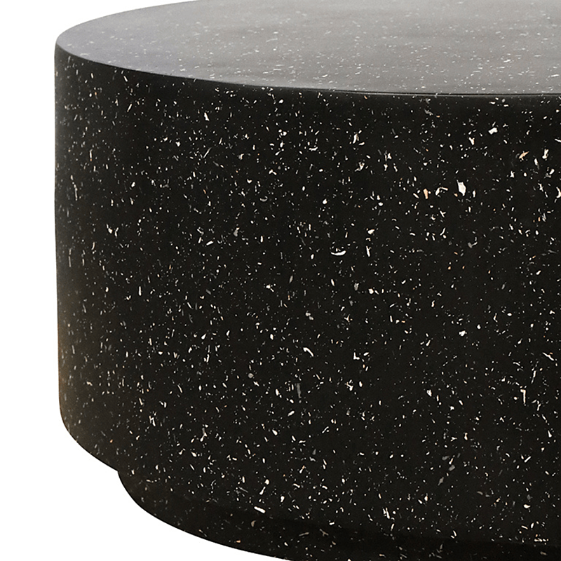 Theo Round Coffee Table - Black Fleck