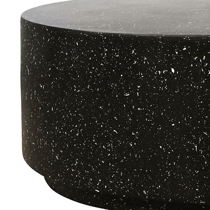 Theo Round Coffee Table - Black Fleck
