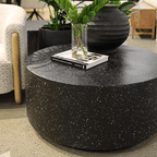 Theo Round Coffee Table - Black Fleck