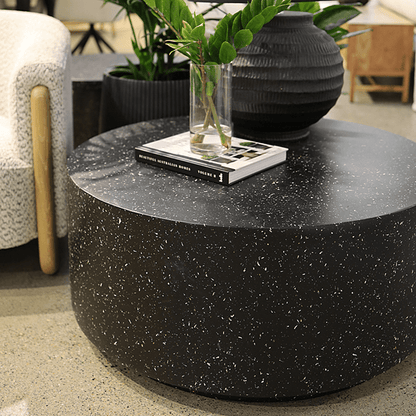 Theo Round Coffee Table - Black Fleck