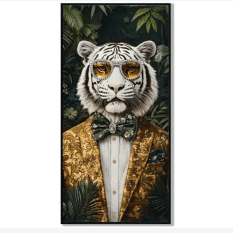 Tiger in Tuxedo Framed Canvas Wall Art