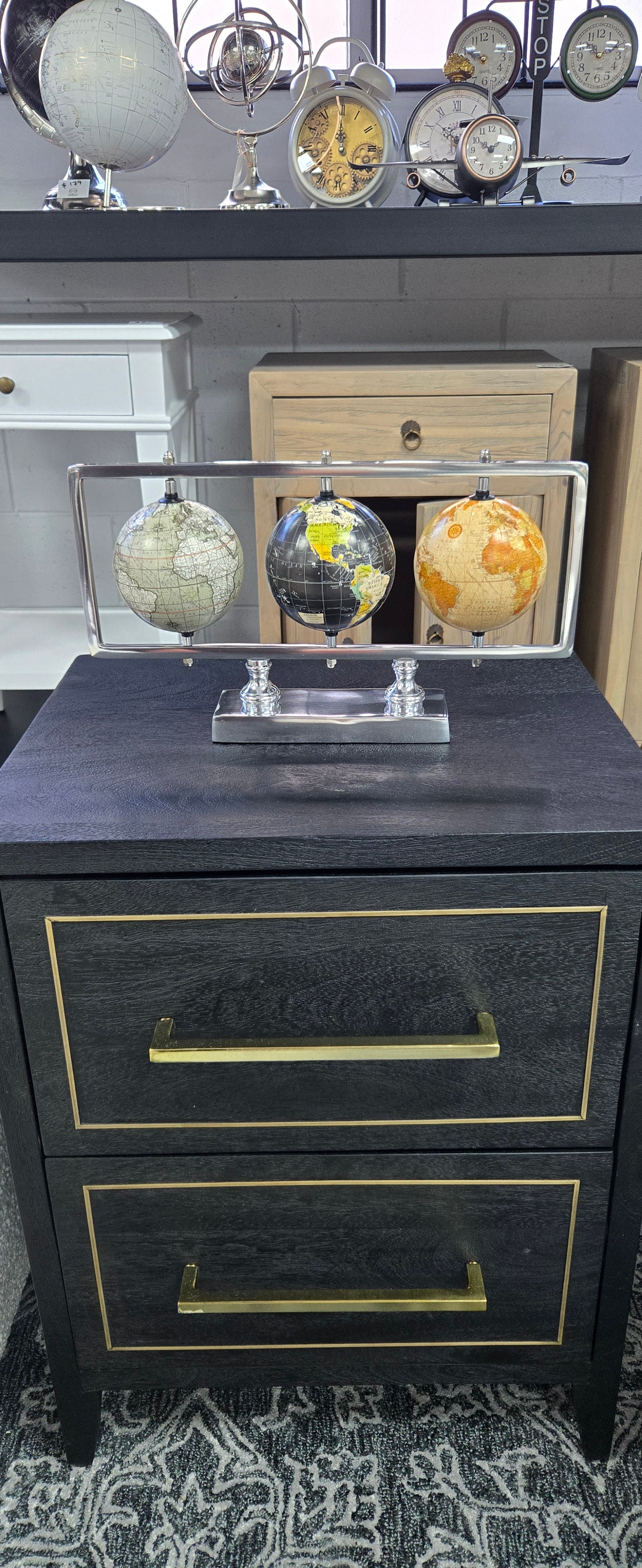 Triple World Globe on Frame