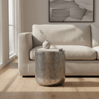 Vienna Aluminum Side Table - Antique Silver at Online8 Furniture Auckland NZ