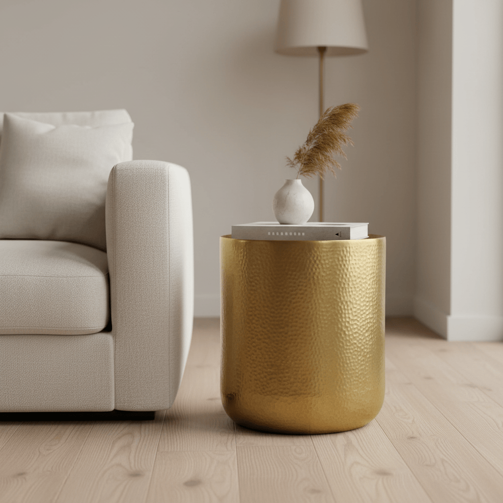 Vienna Aluminum Side Table - Matte Gold at Online8 Furniture Auckland NZ