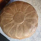 Vintage Leather Ottoman | Pouf