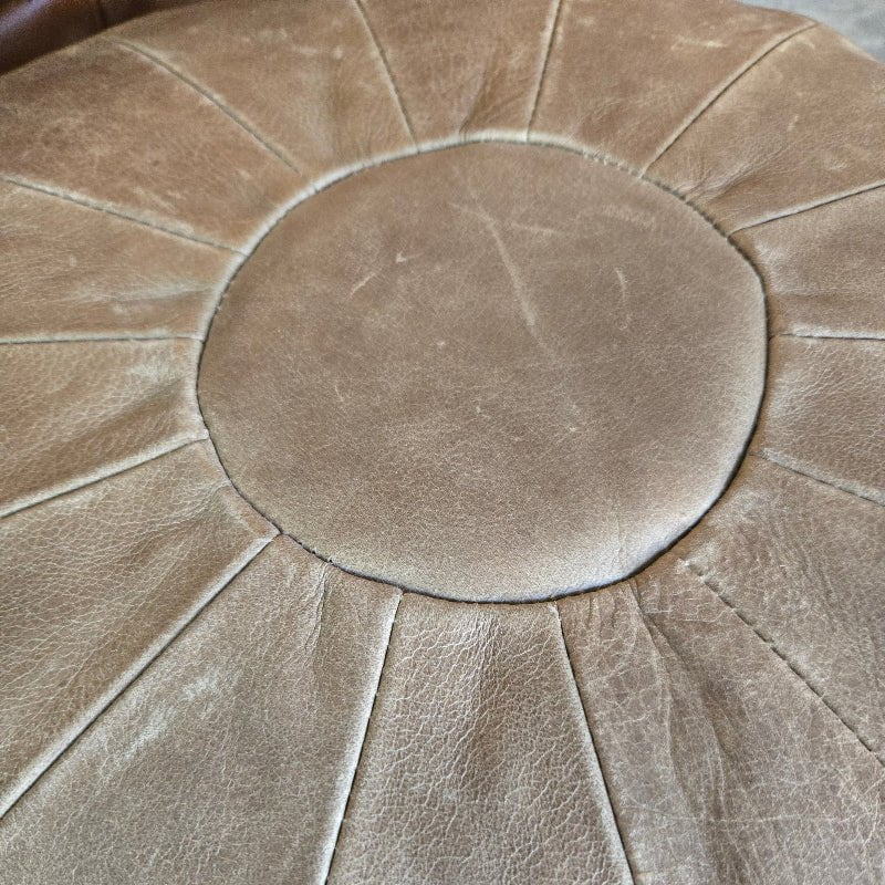 Vintage Leather Ottoman | Pouf