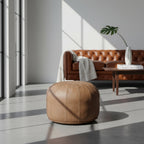 Vintage Leather Ottoman | Pouf