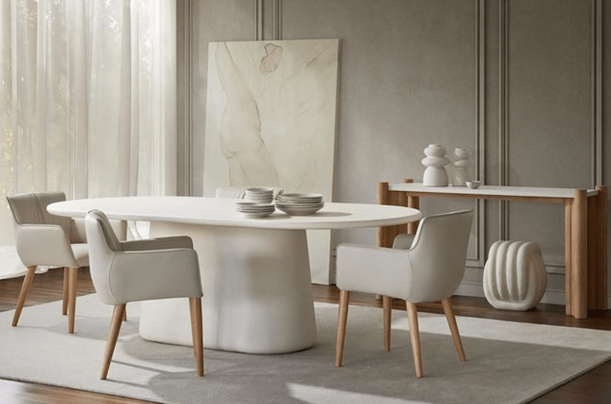 Bloomstone White Pedestal Dining Table - 2200mm
