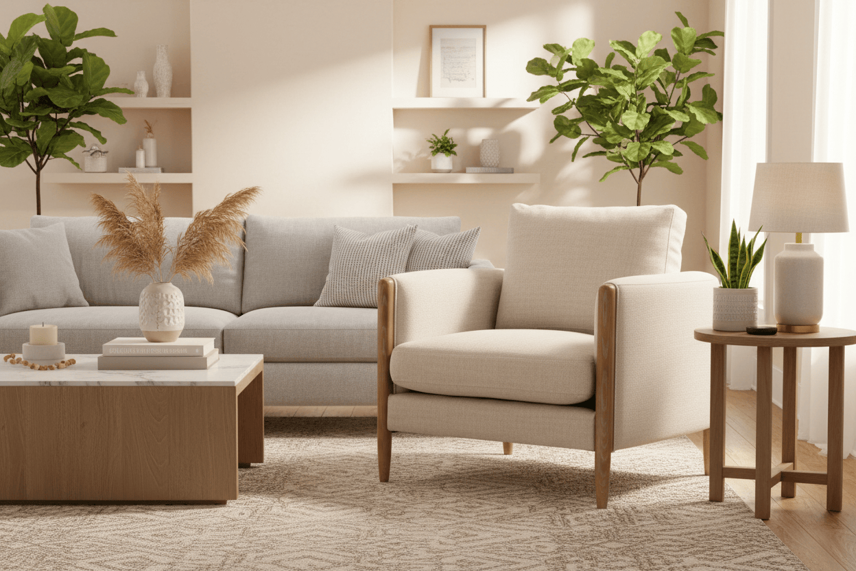 Willow Armchair - Linen & Oak at online8 furniture store Auckland