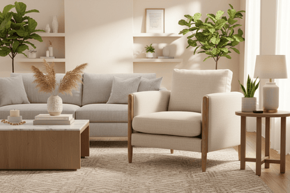 Willow Armchair - Linen & Oak at online8 furniture store Auckland