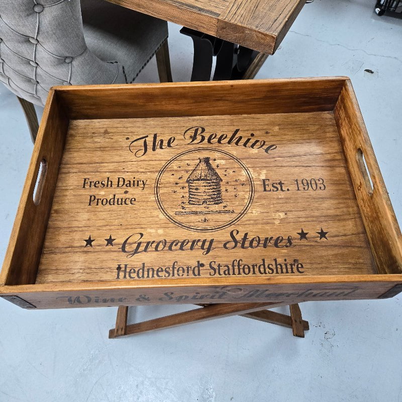 Wooden Butler Removable Tray on Foldable Stand
