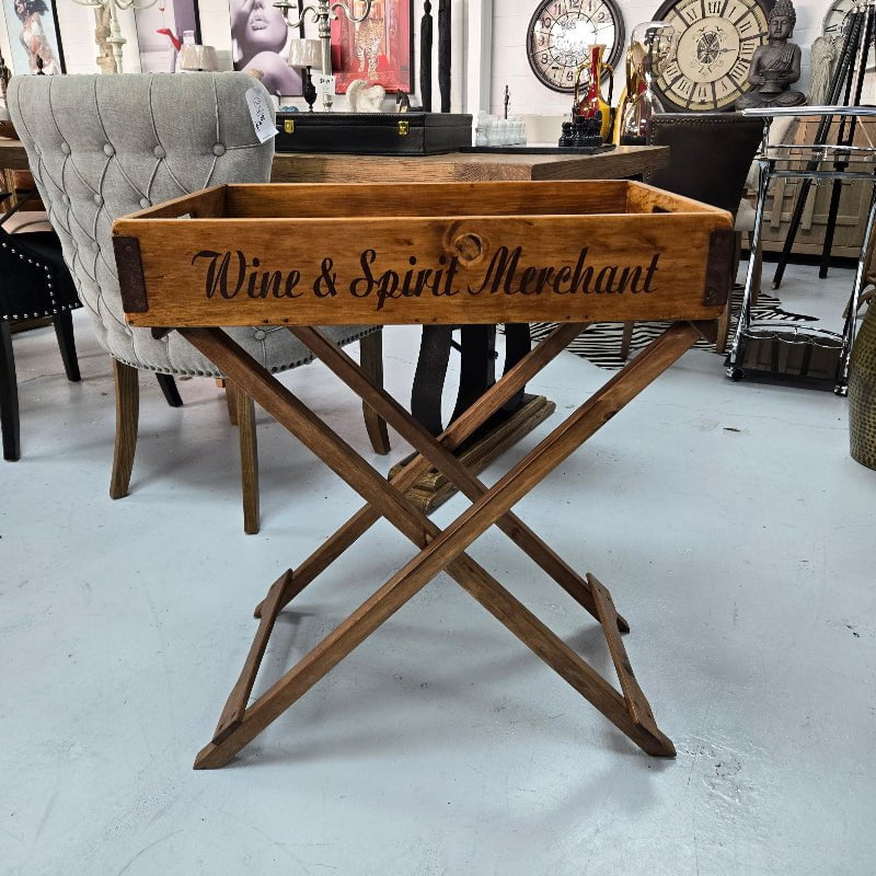 Wooden Butler Removable Tray on Foldable Stand