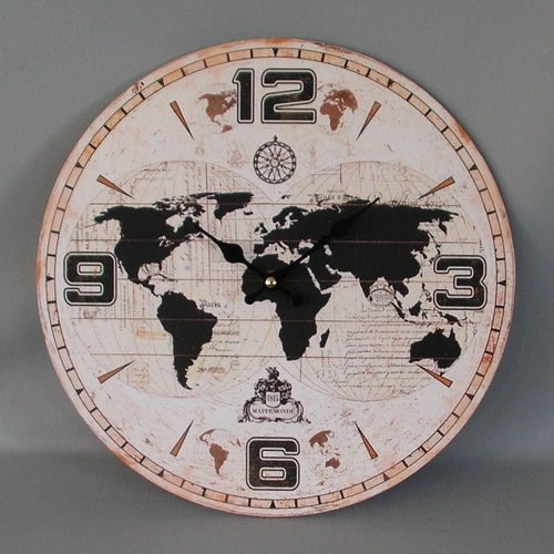 World Map Clock - 34Cm