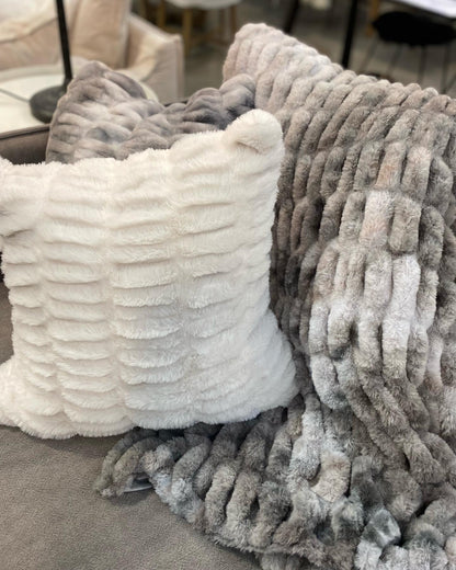 Faux Fur Ribbed Cushion 45x45cm