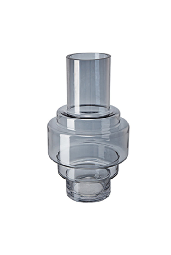 Lambert Stepped Glass Vase Smoke