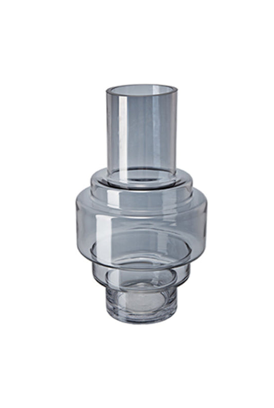 Lambert Stepped Glass Vase Smoke