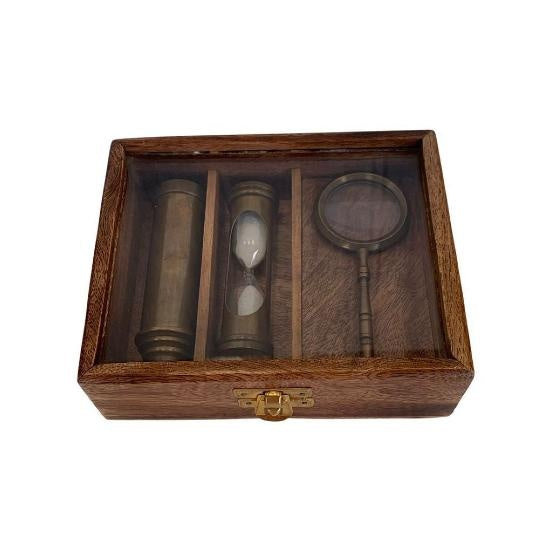 Sand Timer, Telescope and Magnifier Set 3 Gift Set