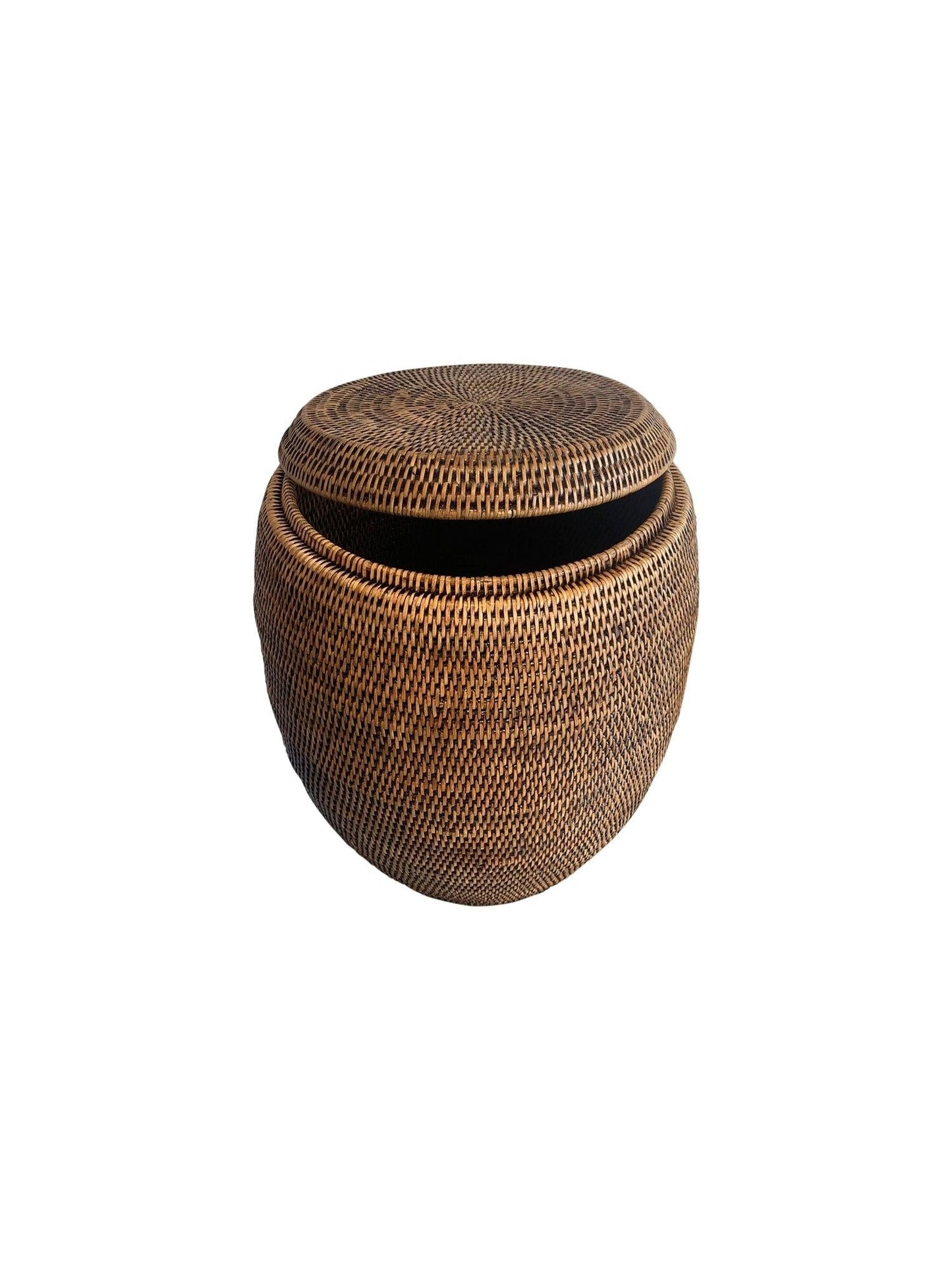 Rattan drum laundry stool