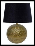 Table Lamp & Shade - Antique Brass / Black Cotton