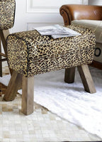 Leopard Leather Vault Stool