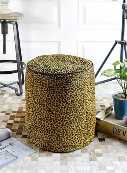 Leopard Hairon Pouf