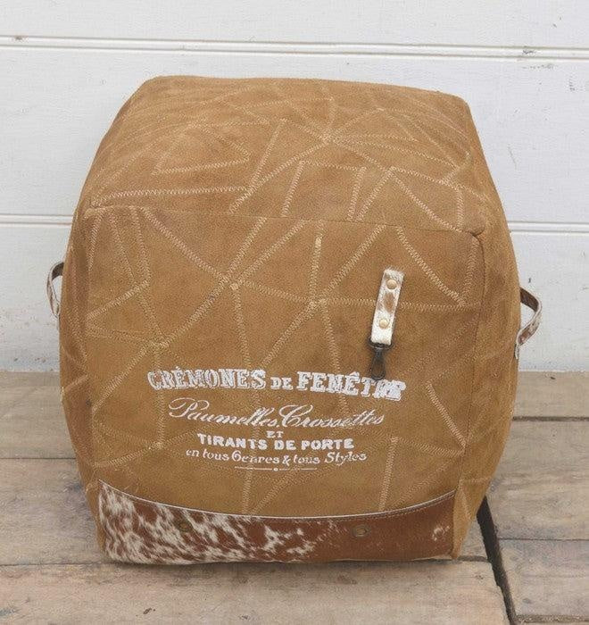 Buffalo Leather Pouf / Ottoman