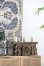 Carved 3 Pillar Candle Holder