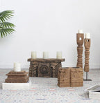 Carved Pillar Candle Holder