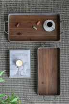 Wood/Metal Trays Set/2